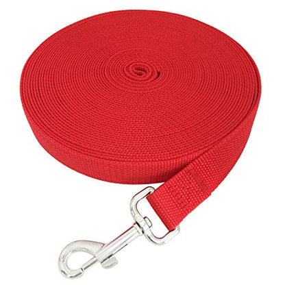 TAIDA 20ft 30ft 40ft 50ft Nylon Long Training Dog Leash for Small Medium Large Dogs, Long leashes Dog/Puppy Lead for Obedience Recall Training, Camping, or Backyard, 1 inch Wide (40 Foot, Red)