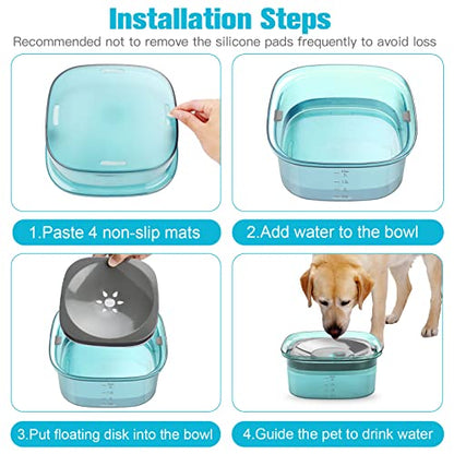 UPSKY 70oz Dog Water Bowl 2L No Spill Dog Bowls Large Capacity Spill Proof Slow Water Feeder, No Splash Dog Bowl Pet Water Dispenser Vehicle Carried Travel Slow Drinking Bowls for Messy Drinkers, Cats - color: E-Green, size: 2 L