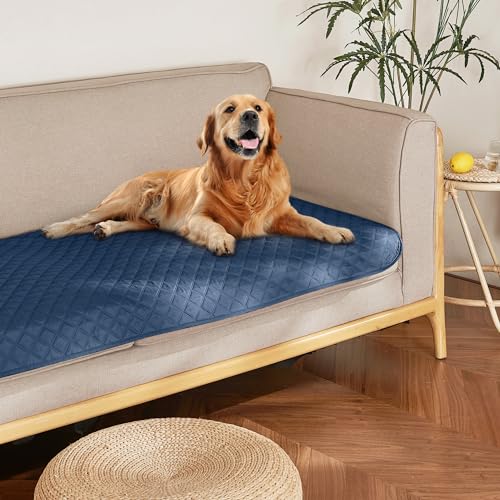 NICETOWN Couch Cover for Dogs, Waterproof Blanket for Sofa Furniture Protector for Pets Dog Hair Repellent Blanket Reversible Mats for Car, 1 Piece, 30 x 70 inch, Navy/Stone Blue - color: Navy/Stone Blue, size: 70"L x 30"W x 0.15"Th