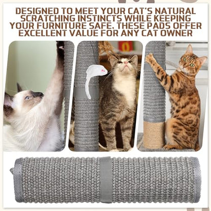 Dansydaisy 4 Pcs Sisal Cat Nail File Scratcher Wraps Around Scratching Pad 11 x 15 Inches Cat Scratch Mat Sisal Fabric Couch Scratch Protector Post Table Leg to Trim Pet Nails Protect Furniture