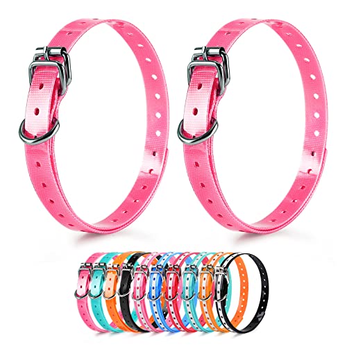 Replacement Collar Strap for Training Shock Collar and Electric Fence Receivers Adjustable and Compatible with Most Brands Waterproof and Easy Clean Pink Color Pack of 2 - color: Pink Pack2
