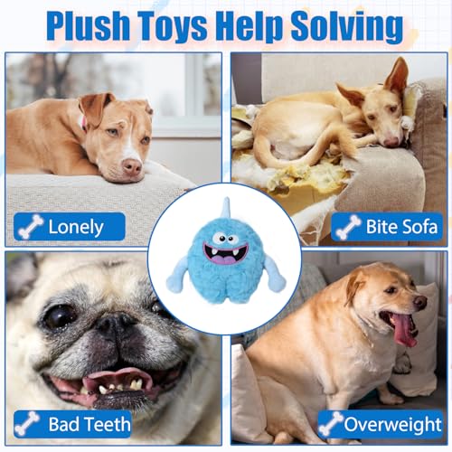 Plush Squeaky Dog Toy, Crinkle Stuffed Dog Toy Keep Them Busy Tug of War Birthday Dog Chew Toy for Small Medium Large Dogs (Light Blue) - color: Light Blue