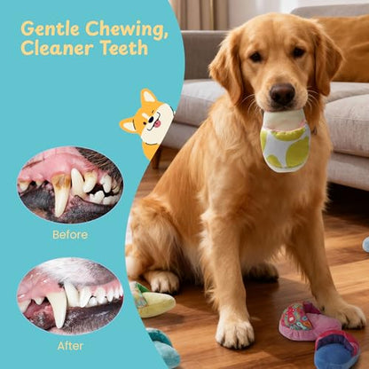 Nocciola 10 Pack Slipper Dog Toys, Squeaky Crinkle Plush Dog Toys for Small Medium Dogs, Interactive Chew Toys for Boredom, Indoor Soft Puppy Toy Set - style: Novelty