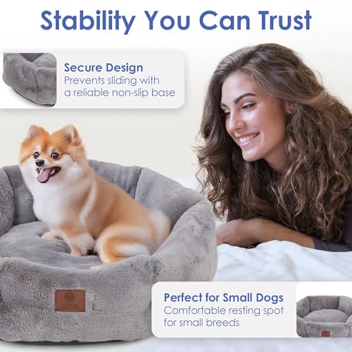 American Kennel Club Round Plush Dog Bed - 20" Cozy Donut Design for Small Pets, Ultra-Soft Washable Pet Bed with Non-Slip Bottom, Durable High-Loft Filling, Gray - color: Gray