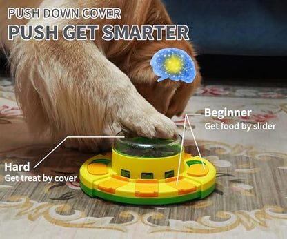 LiuMelinda Dog Puzzle Toy Mental Stimulation - Level 3 in 1 Dogs Food Feeder Puzzle, Dog Treat Puzzle Feeder (Level 2 in 1-Intermediate-Green Push) - color: Level 2 in 1-Intermediate-Green Push
