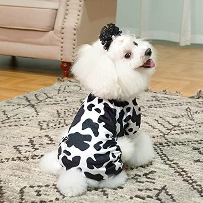 CuteBone Dog Pajamas Costumes Fleece Pet Clothes Puppy Onesie Winter Holiday Cute Cat Jammies Keep Your Pet Warm in the Cold Weather P222S - color: A07-Cow, size: Small