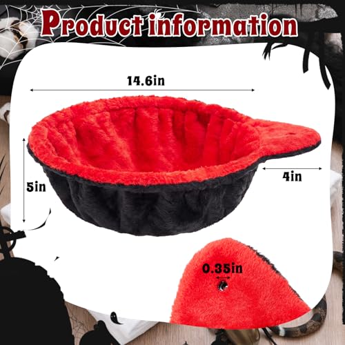 Dansydaisy 3 Pack 14.6" Large Cat Tree Hammock Basket Bed Lounger Tower Replacement Parts with 6 Pcs Hanging Elastic Strings Pom Pom Toys, Cat Tree Accessories Hammock Attachment (Red and Black) - color: Red and Black, size: 14.6"