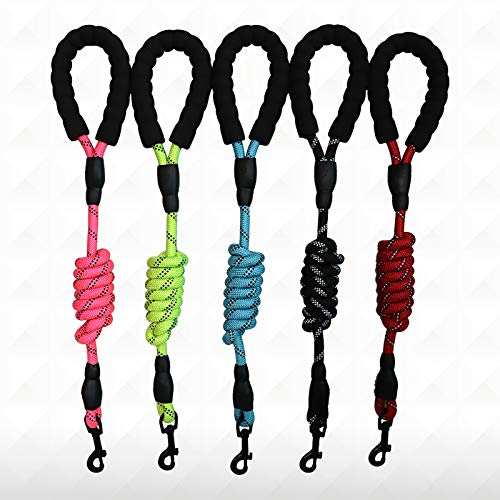 5 FT Reflective Dog Leash with Comfortable Padded Handle and Rotative Strong Metal Clasp and Flash Collar-Blue - color: Blue