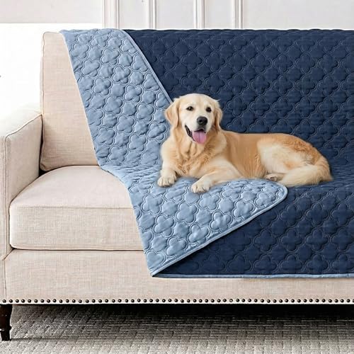 FunFurry Waterproof Dog Blanket, Couch Cover for Dogs Washable, Reversible Dog Bed Cover, Couch Furniture Protector. (Dark＆Light Blue, 52 X 82 Inch - 1 Pack) - color: Dark＆light Blue, size: 52 X 82 Inch - 1 Pack