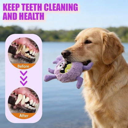 Plush Squeaky Dog Toy, Crinkle Stuffed Dog Toy Keep Them Busy Tug of War Birthday Dog Chew Toy for Small Medium Large Dogs (Purple) - color: Purple