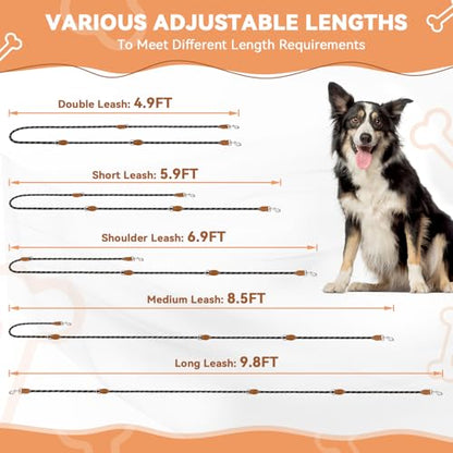 Hands Free Dog Leash, Heavy Duty Waist Leash for Dog Walking Running, Durable 9.8FT Multi-Function Dog Lead No Pull for Medium Large Dogs, Professional Tangle Free Reflective Control Lead - color: Reflective-Black