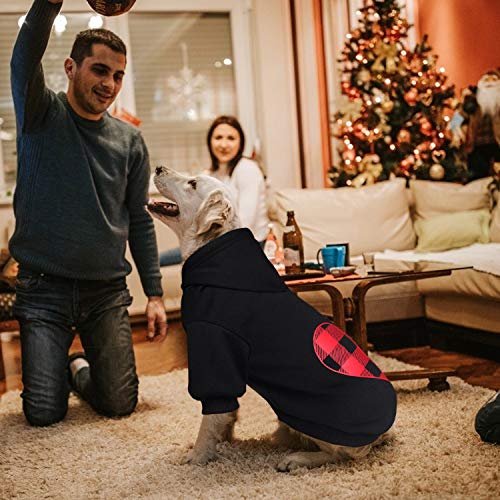 Dog Hoodie Sweater Sweater for Dogs Pet Clothes Black Buffalo Plaid Warm and Soft Breathable Cozy(L) - color: Heart, size: Large