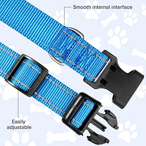 Reflective Dog Collar, Sturdy Nylon Collars for Puppy and Extra Small Girl and Boy Dogs, Adjustable Dog Collar with Quick Release Buckle,SkyBlue,5/8" Width - color: Skyblue, size: X-Small Plus (Pack of 1)