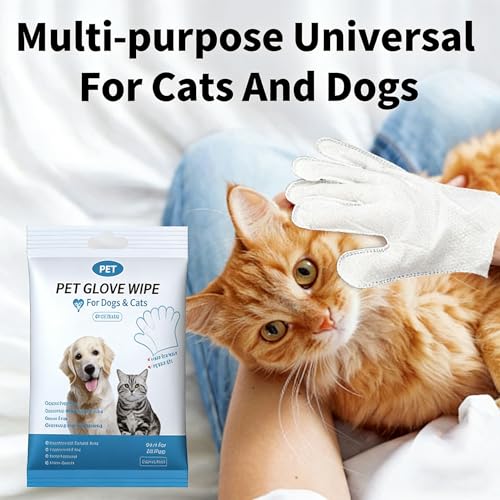 Pet Glove Wipes for Pet,Extra-Thick Rinse-Free Dog & Cat Grooming Gloves,Vet Recommended Hypoallergenic，Gentle & Safe for Cleaning,Deodorizing Wipes for Dander,6pcs unscent - size: 1 pack