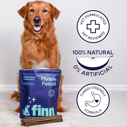 Finn Plaque Patrol Dental Chews | Triple-Action Defense Against Plaque, Tartar, and Bad Breath | for Medium/Large Dogs, 25+ lbs