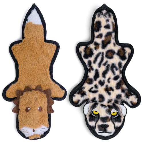 SHARLOVY No Stuffing Dog Toys Crinkle Squeaky, Long Lasting Chews for Aggressive, Durable Plush Dog Puppy Chew Toys for Teething, with 6 Tough Layers for Small Medium Large Breed - color: 2pack, size: Medium