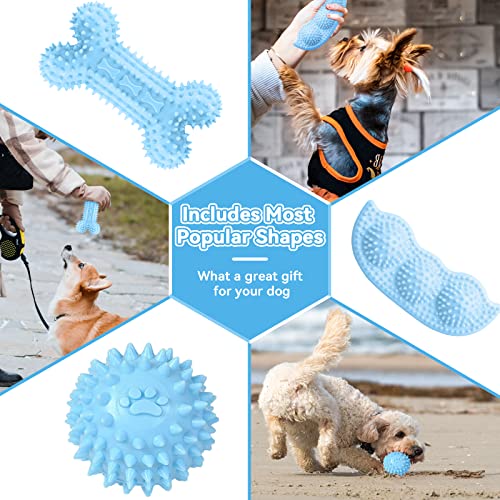 Petcare 6 Pack Puppy Chew Toys - Blue, Soft Rubber Rope & Bone Ball Teething Toys for Small Dogs & Puppies, Including Yorkie - color: Blue