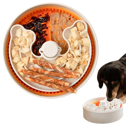 Puzzle Feeder Slow Feeder Dog Bowl, Rich Texture Lick Mat, Enrichment Puppy Feeder for Small Dogs, 4 Modes, 3 Detachable Parts, Adjustable Feeding Speeds