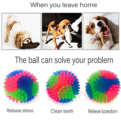 2Pcs Dog Balls,2inch Light Up Dog Balls,Flashing Elastic Ball,Glowing Interactive Led Pet Toys for Puppy Small Medium Dogs Cats - color: 2 pcs stab balls
