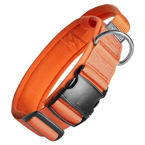 OneTigris Tough Dog Collars, Tactical Dog Collar with Handle, Milltary Adjustable Dog Collar with Heavy Duty Metal Buckle for Training (Medium(Pack of 1), Orange) - color: Orange, size: Medium