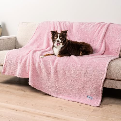 PetAmi Fluffy Waterproof Dog Blanket for Couch and Bed, Reversible Sherpa Pet Throw, Pee Proof Furniture Protector Sofa Cover, Washable Cat Blanket for Medium Large Dogs and Cats (Pink Blush, 60x80) - color: Pink, size: X-Large (60x80)