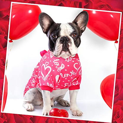 6 Pack Valentines Dog Pajamas Bulk Red Pink Heart Pattern Dog Valentines Holiday Outfit Clothes Jumpsuit Costumes for Boys Girls Puppy Cat Party Cosplay(Medium) - size: M