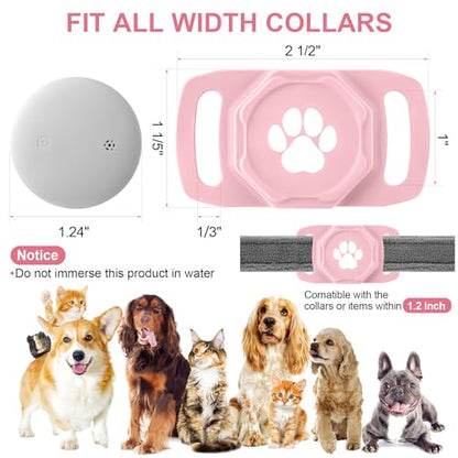 Smart Pet Tracker for Collar - Dog Trackers Pet Location Tracker with Holder, No Monthly Fee, Anti-Lost Tracking Device for Pets, Luggage, Bag Straps, Compatible with Google Android Only(Not for iOS) - color: Pink