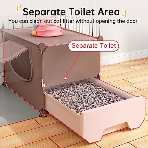Oneluck Large Cat Cage with Litter Box, 4-Tier DIY Enclosures Detachable Metal Wire Kennel Indoor Crate Large Exercise Place Ideal for 1-2 Cats (41.3" L x 17.8" W x 55.1" H)
