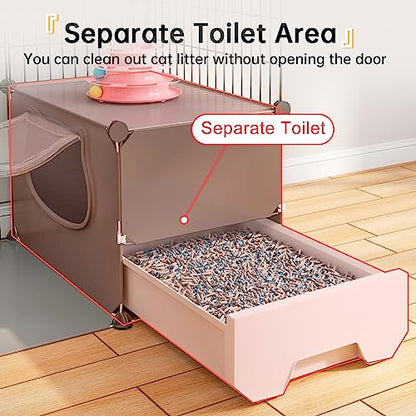 Oneluck Large Cat Cage with Litter Box, 4-Tier DIY Enclosures Detachable Metal Wire Kennel Indoor Crate Large Exercise Place Ideal for 1-2 Cats (41.3" L x 17.8" W x 55.1" H)