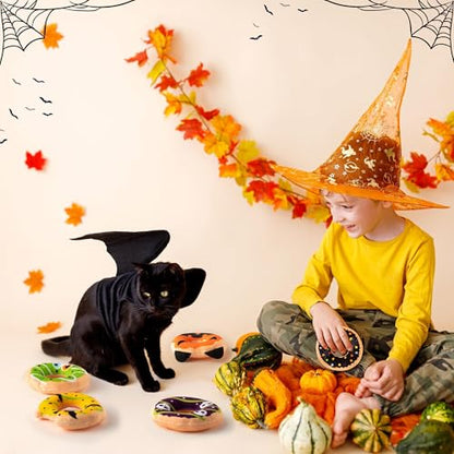Summer Catnip Cat Toys - 5Pcs Pet Days Donut Catnip Stuffed Kittens Supplies, Funny Pumpkin Bat Spider Dessert Pet Toys, Fun Cats Chew Bite Teething Tool Catmint Birthday Interactive Supplies - style: Halloween Donut