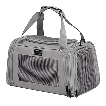 PETSFIT Cat Carrier Airline Approved, Soft Carrier for Small and Medium Cats Under 12 Lbs, Soft Cat Travel Bag, Kitten Carrier with Extendable Mat, Grey - color: Grey, size: Medium