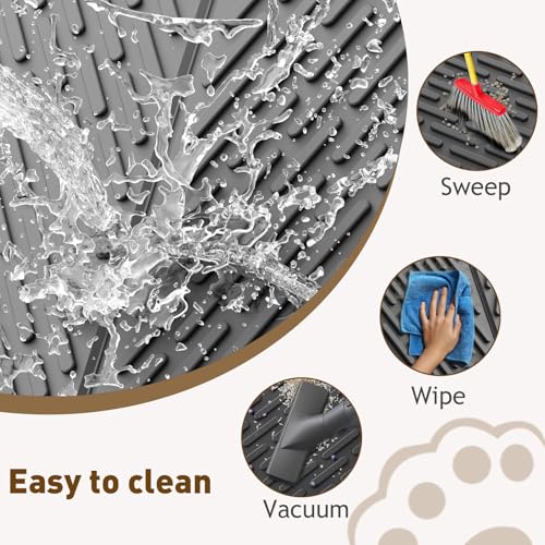 Cat Litter Mat with Grooves & Raised Edge, Urineproof/Waterproof, Litter Scattering Control, Easy to Clean (31 * 24in-Black-1 Pack) - size: 31 * 24in-Black-1 Pack