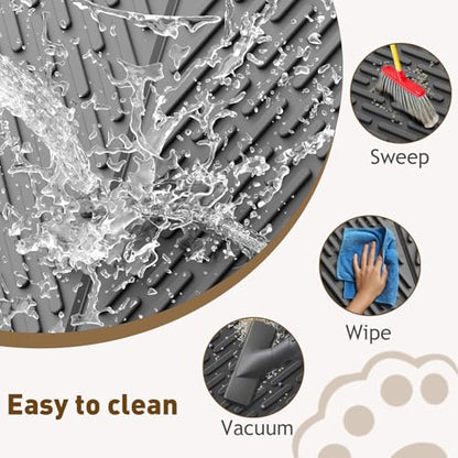 Cat Litter Mat with Grooves & Raised Edge, Urineproof/Waterproof, Litter Scattering Control, Easy to Clean (31 * 24in-Black-1 Pack) - size: 31 * 24in-Black-1 Pack