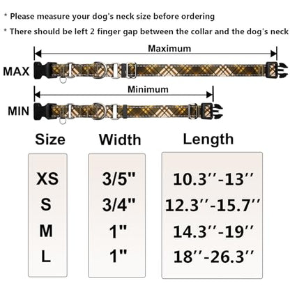 Fall Reflective Martingale Collar for Dogs with Quick Release Buckle Autumn Dog Collars (Brown Plaid, Medium) - color: Brown Plaid, size: Medium