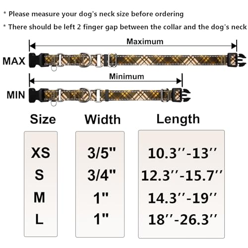 Fall Reflective Martingale Collar for Dogs with Quick Release Buckle Autumn Dog Collars (Brown Plaid, Large) - color: Brown Plaid, size: Large