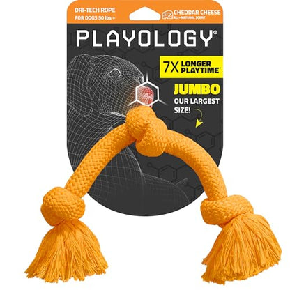 Playology Dog Toys | Dri-Tech Rope Toy Tug of War Rope for Aggressive Chewers | Jumbo Cheddar Cheese Scented Toy - Easy to Clean and Made from Non Toxic Materials - size: Jumbo, style: Cheddar Cheese