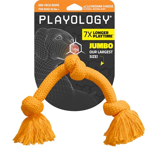 Playology Dog Toys | Dri-Tech Rope Toy Tug of War Rope for Aggressive Chewers | Jumbo Cheddar Cheese Scented Toy - Easy to Clean and Made from Non Toxic Materials - size: Jumbo, style: Cheddar Cheese