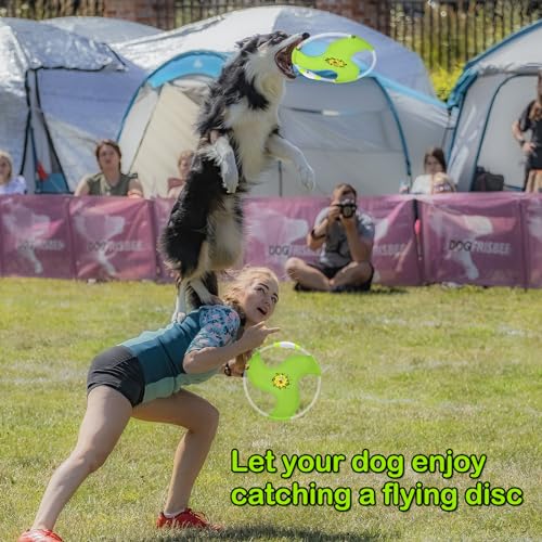 Dog Flying Disc Flyer Dog Toys, Glow in The Dark Nylon Dog Toy with 3 Light Models, Floating Dog Ring Toys for Physical Exercise, Pet Training Throwing Playing - color: Green-2