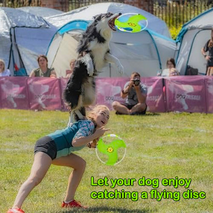 Dog Flying Disc Flyer Dog Toys, Glow in The Dark Nylon Dog Toy with 3 Light Models, Floating Dog Ring Toys for Physical Exercise, Pet Training Throwing Playing - color: Green-2