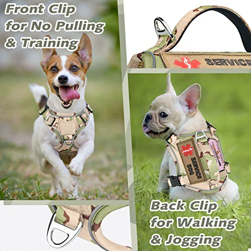 Tactical Small Dog Harness for Puppy, No Pull Military Service Dog Vest with Vertical Handle, Outdoor Training Small Puppy Vest Chihuahua Harness (Desert Green, XS) - color: Desert Green