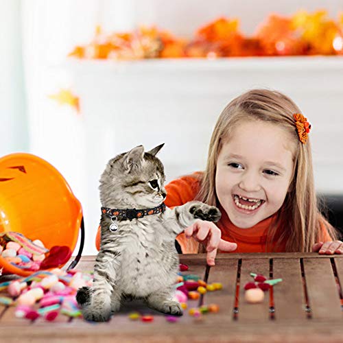 3PCS Halloween Breakaway Cat Collars with Bell Safety Adjustable Soft Nylon for Kitten Collars
