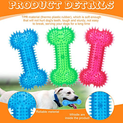 Yexiya 16 Pcs Dog Squeaky Toys Bulk Set Spiky Dogs Donut Bone Teething Toys Squeaky Balls TPR Rubber Toss Fetch for Puppy Small Medium Puppy Aggressive Chewers Training Fetching