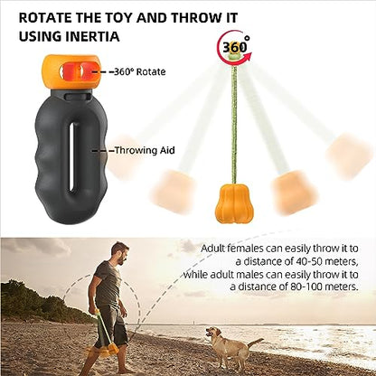 iFur Dog Pumpkin Fetch Toy, Interactive Tug of War Dog Toy, Boredom and Stimulating Chew Toys for Dogs, Tough Indoor/Outdoor Rope Enrichment Toy for Small Medium Large Breed (Fetch)