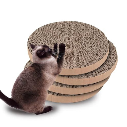 Extra Large Round Cat Scratcher Refill Pads - 15.7 Inch Diameter, 1 Inch Thick, Cardboard Scratching Board Replacement for Cats, 4 Pack - color: 4-Pack Refills