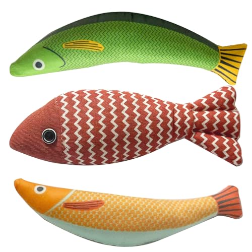 Catnip Fish Toy for Cats, Hemp Cloth Stuffed with PP Cotton, Lifelike Fish Design for Hunting Play & Stress Relief