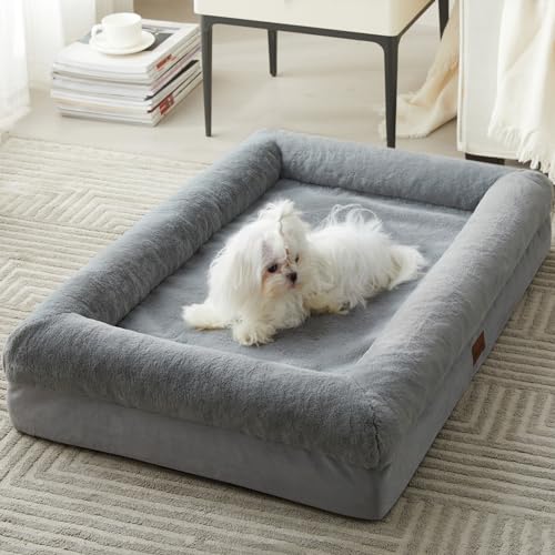 BFPETHOME Dog Beds for Small Dogs, Washable Dog Bed with Sides, Orthopedic Small Sized Soft Mats with Removable Cover & Waterproof Pet Mat for Pet - color: Grey, size: 29.0"L x 19.0"W x 6.0"Th