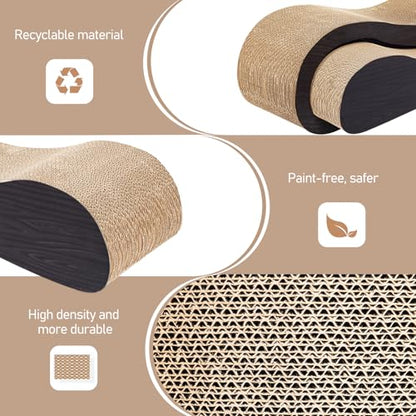Simple Delxue 2 in 1 Large Cardboard Cat Scratcher Lounger，Cat Scratching Board for Indoor Cats,100% Recyclable&Reversible Horizontal Scratching Pads Prevents Furniture Damage,Brown - color: 2 IN 1 Large Brown Wood