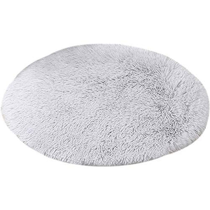 39 Inch Plush Dog Bed Mat Warm Fluffy Round Puppy Crate Pad with Anti-Slip Waterproof Bottom Soft Comfy Pet Kennel Mat for Small and Medium Dogs Sleeping(Light Grey) - color: Light Grey, size: 39 Inch