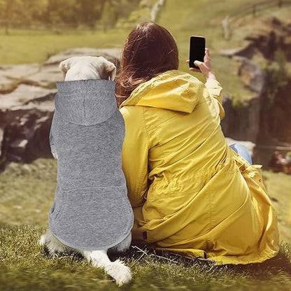 Dog Sweaters for Large Dogs,Dog Hoodie Sweater Solid Soft Brushed Fleece Pet Clothes Hoodie Sweatshirt with Pocket(Grey-XL) - color: Grey, size: X-Large