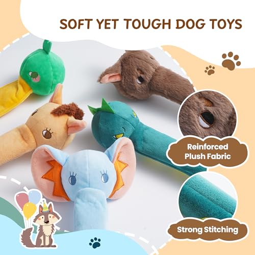 Nocciola Dog Squeak Toys 2pcs, Dog Toys to Keep Them Busy for Aggressive Chewers, Hide and Seek Crinkle Dog Toy for Large Dogs, Long Face Wild Animals Playground Series - style: Wolf, Crocodile